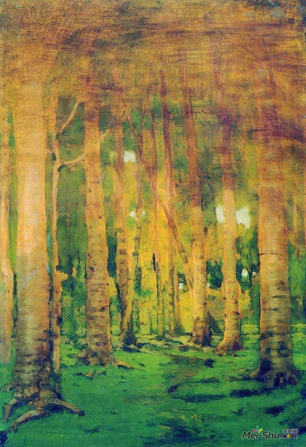 阿克希普·库祖(Arkhip Kuindzhi)高清作品《桦树林阳光点》