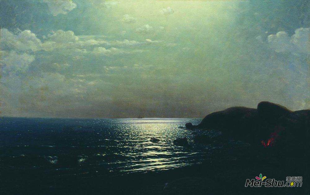 阿克希普·库祖(Arkhip Kuindzhi)高清作品《黑海捕鱼》