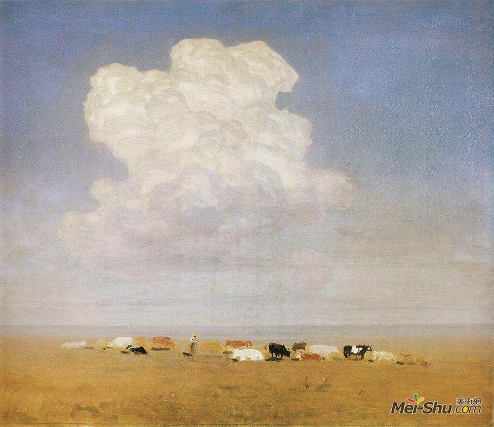 阿克希普·库祖(Arkhip Kuindzhi)高清作品《中午。草原上的牛群》