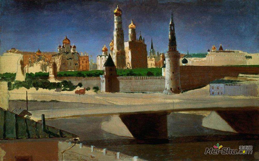 阿克希普·库祖(Arkhip Kuindzhi)高清作品《从萨莫斯沃里奇地区看克里姆林宫》
