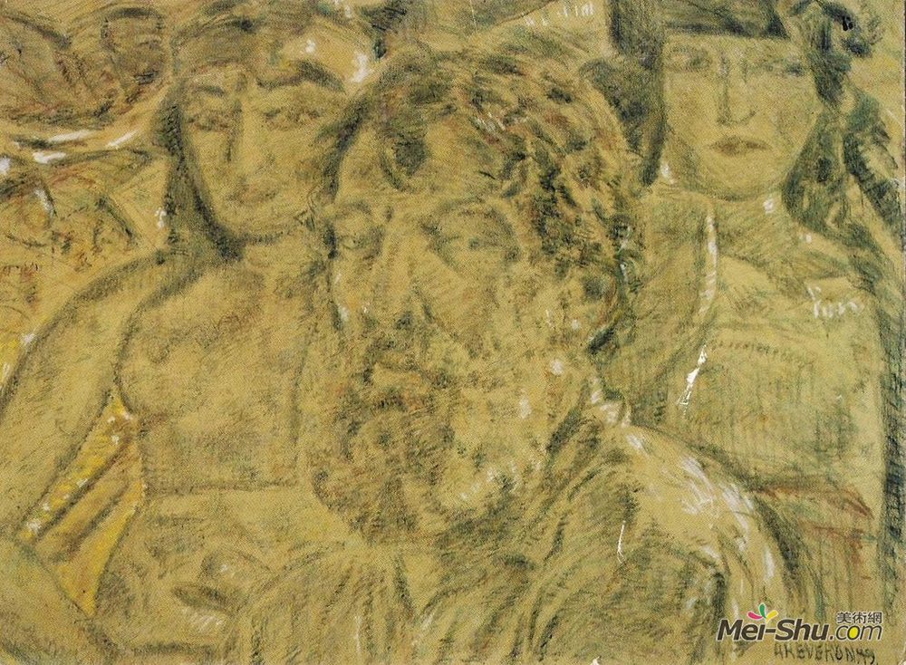 阿曼多·雷弗龙(Armando Reveron)高清作品《娃娃和胡子的自画像》