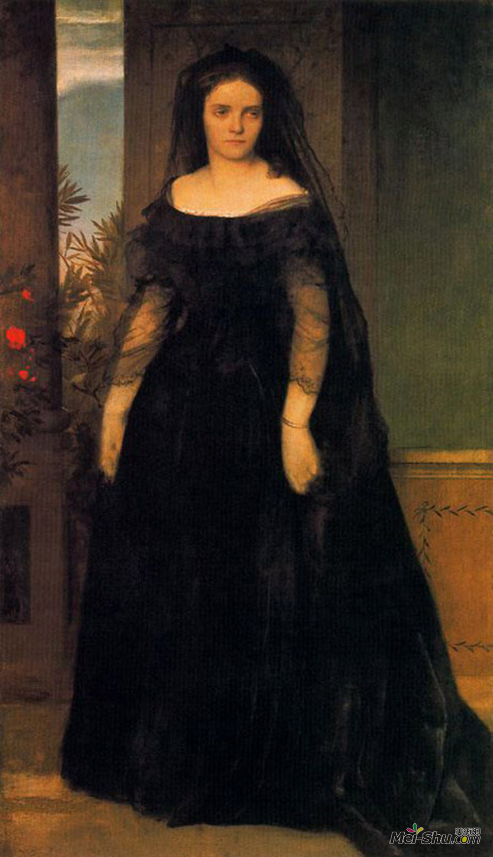 阿诺德·勃克林(Arnold Böcklin)高清作品《Portrait of actress Fanny Janauscher》