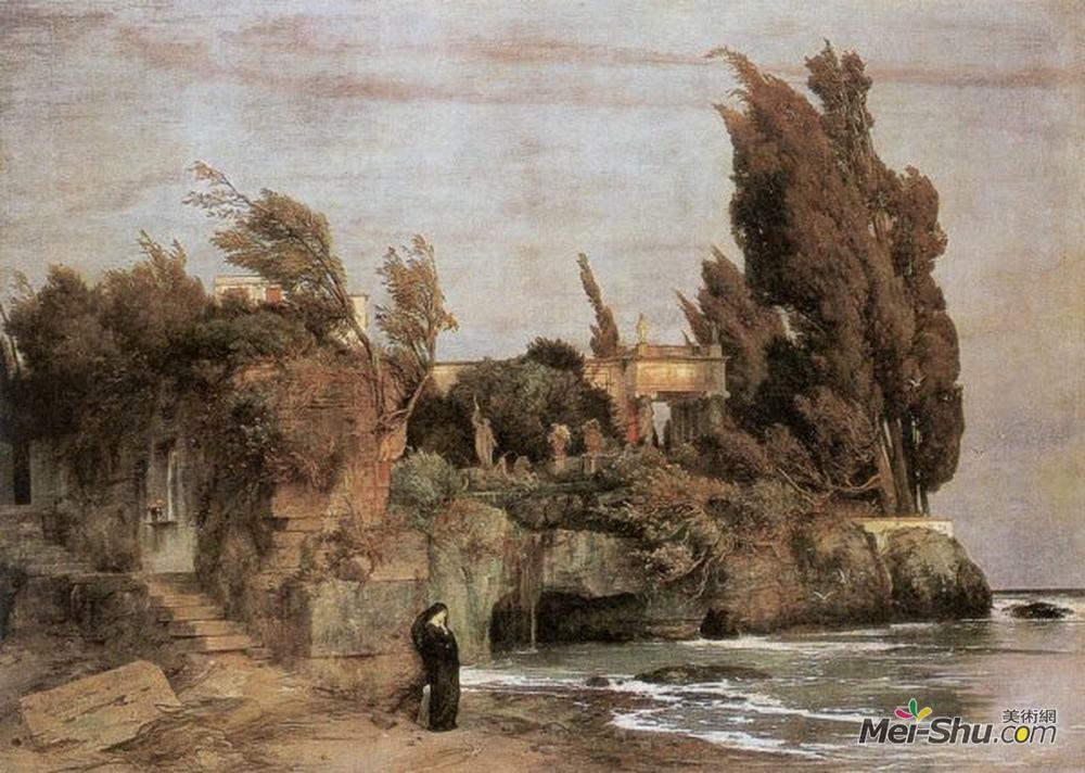阿诺德·勃克林(Arnold Böcklin)高清作品《海边别墅》