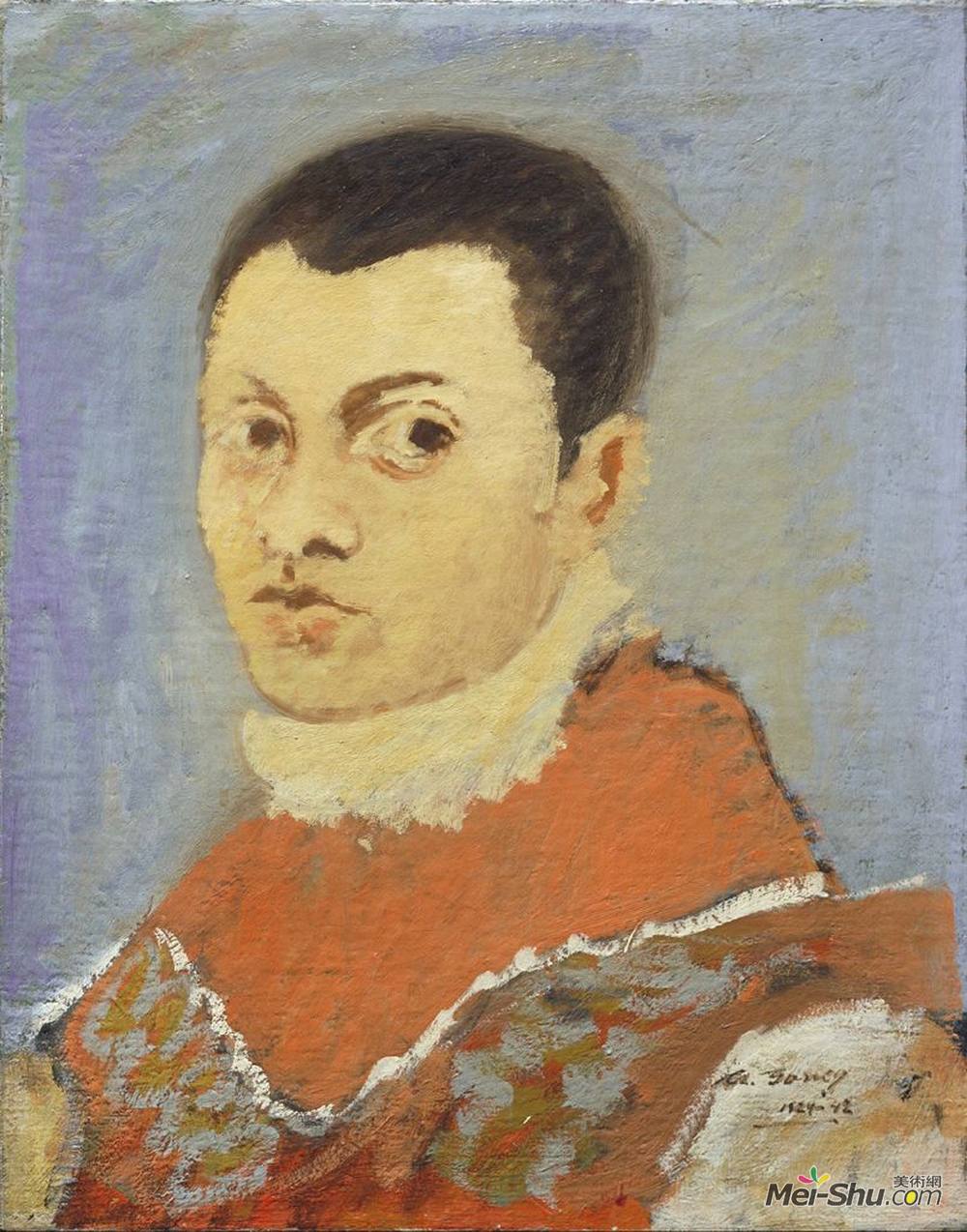 阿希尔·戈尔基(Arshile Gorky)高清作品《一名年轻男子的画像》