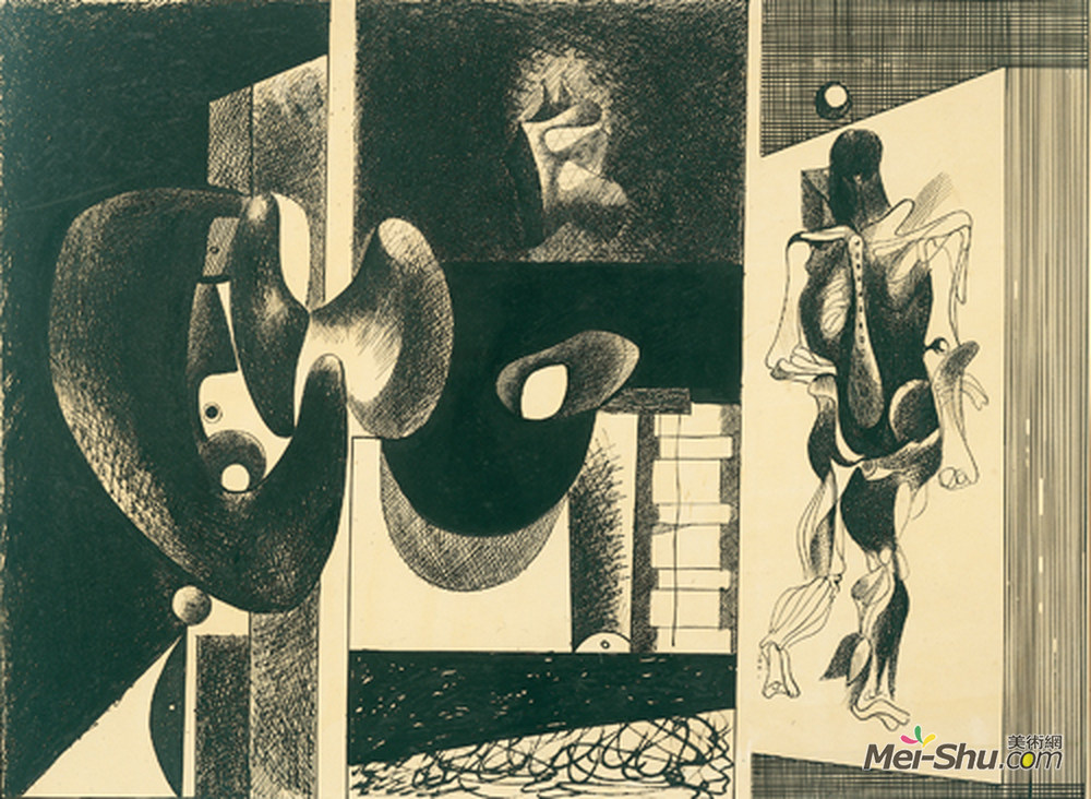阿希尔·戈尔基(Arshile Gorky)高清作品《夜晚，谜和怀旧》
