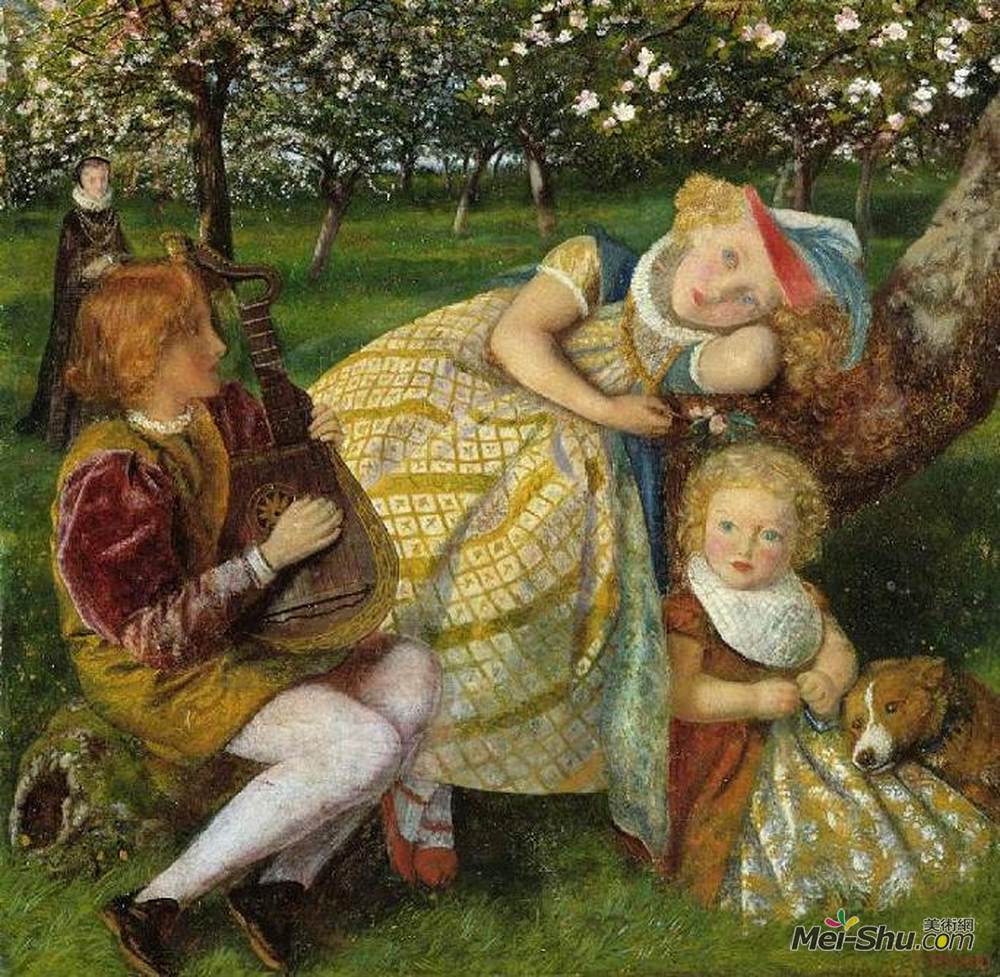 阿瑟·休斯(Arthur Hughes)高清作品《国王果园》