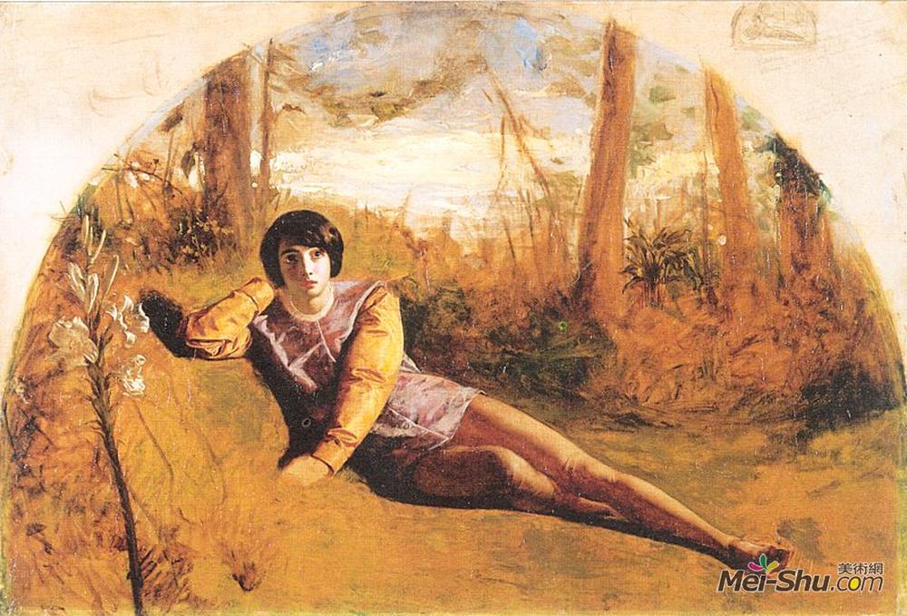 阿瑟·休斯(Arthur Hughes)高清作品《青年诗人》