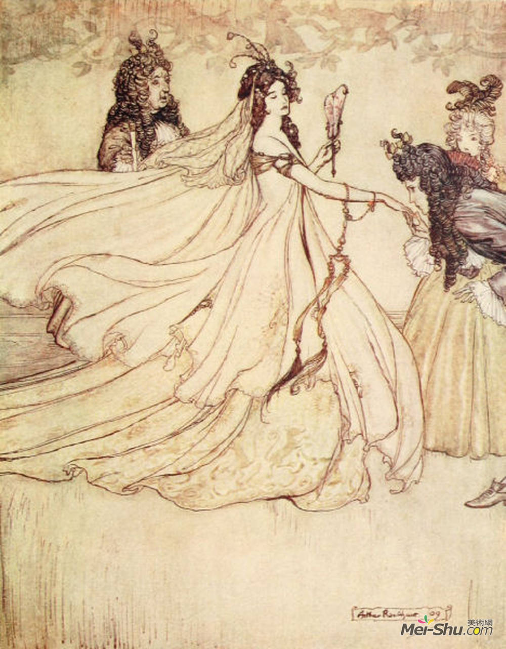 亚瑟·拉克姆(Arthur Rackham)高清作品《Ashenputtel goes to the ball》