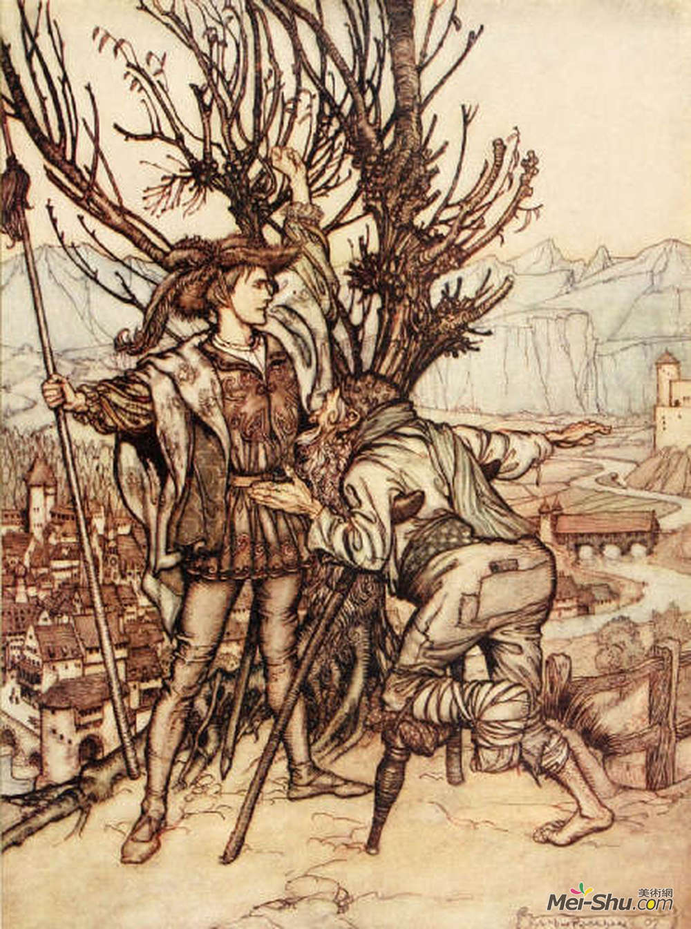 亚瑟·拉克姆(Arthur Rackham)高清作品《年轻的王子说：“我不怕，我决心。》