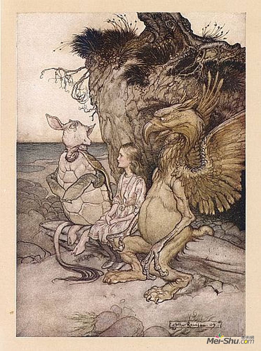 亚瑟·拉克姆(Arthur Rackham)高清作品《素甲鱼吸了一口气，说：“那和》