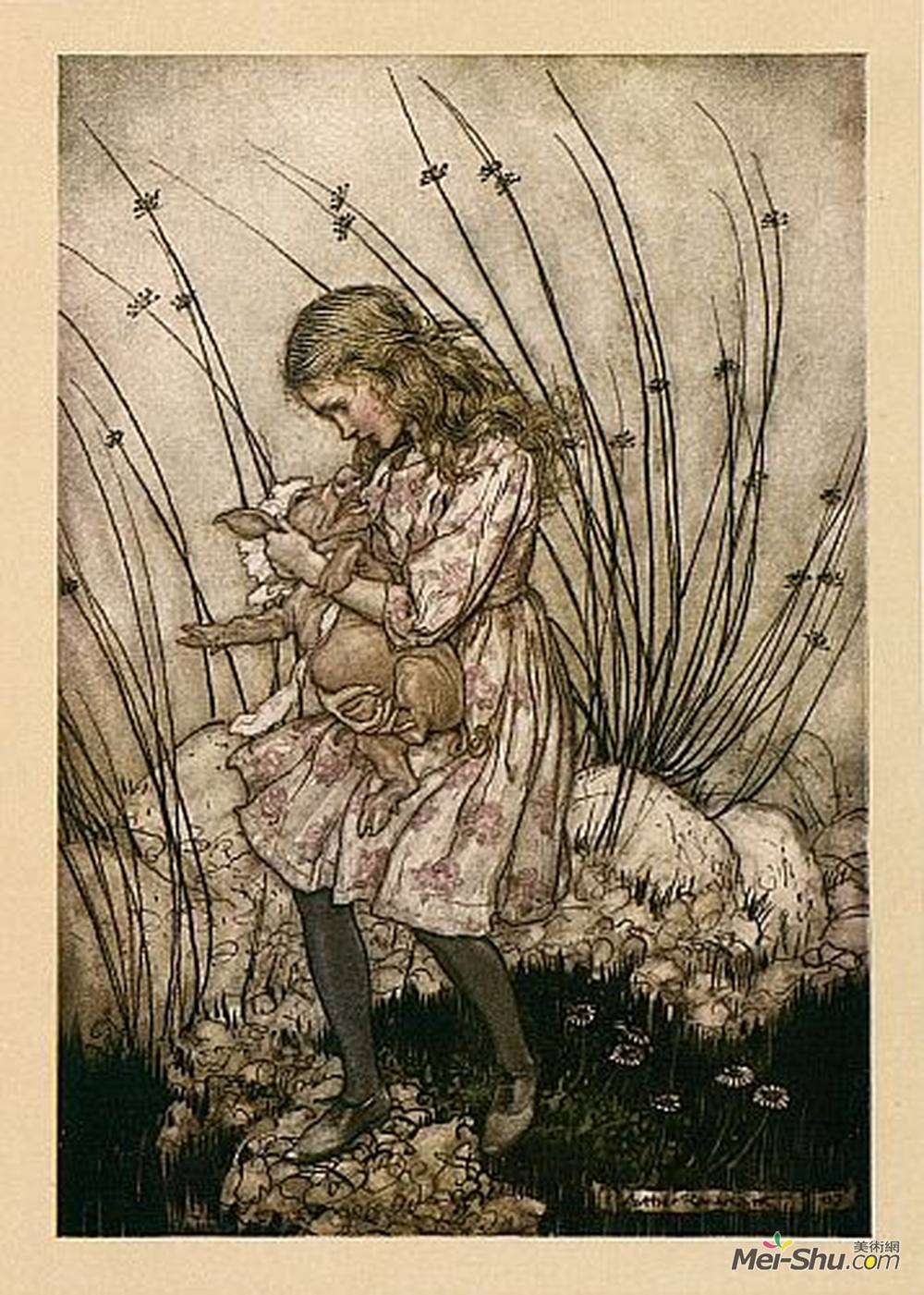 亚瑟·拉克姆(Arthur Rackham)高清作品《它又猛烈地咕噜咕噜咕噜咕噜地咕噜咕噜地看着她。》