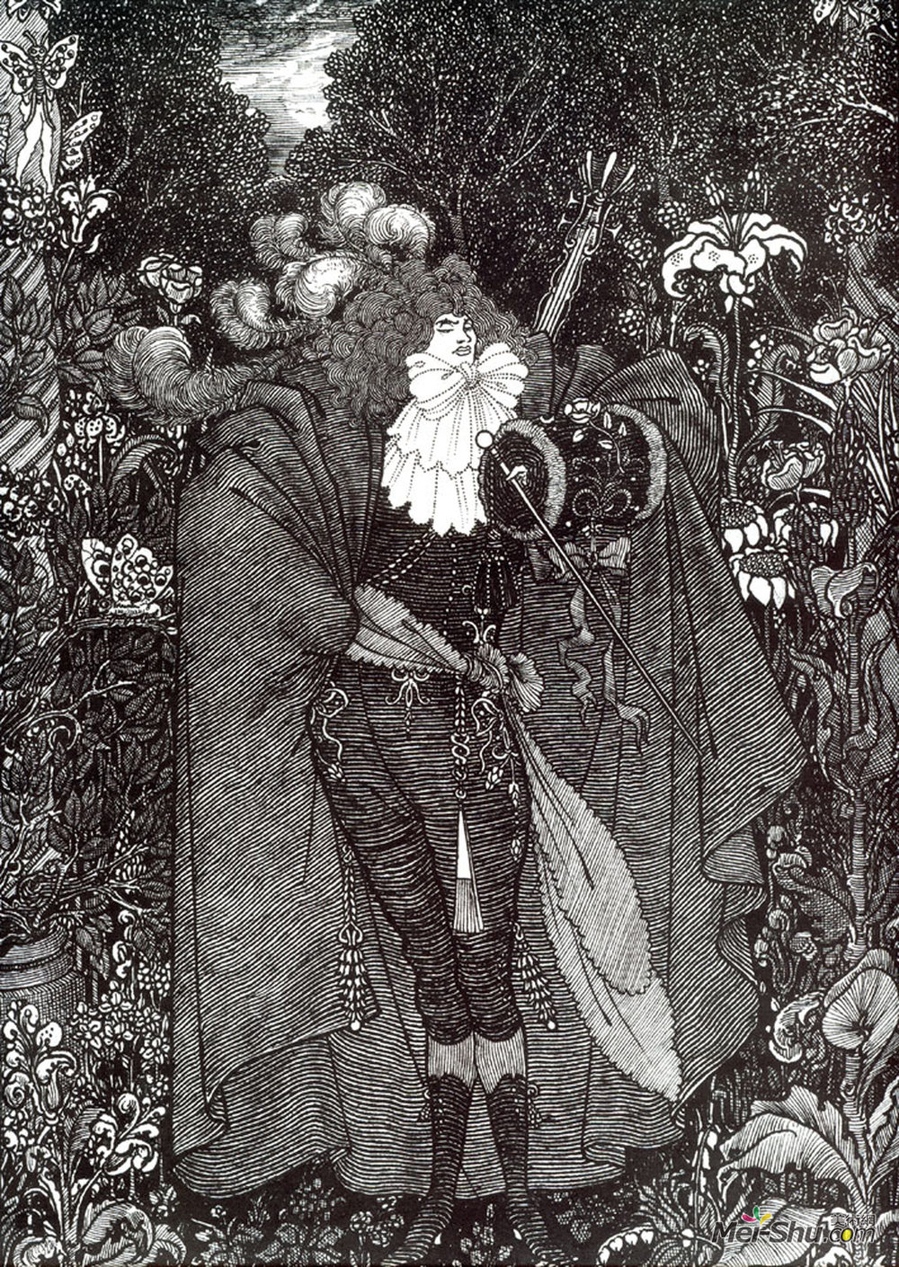 奥博利·比亚兹莱(Aubrey Beardsley)高清作品《一个睡袍》