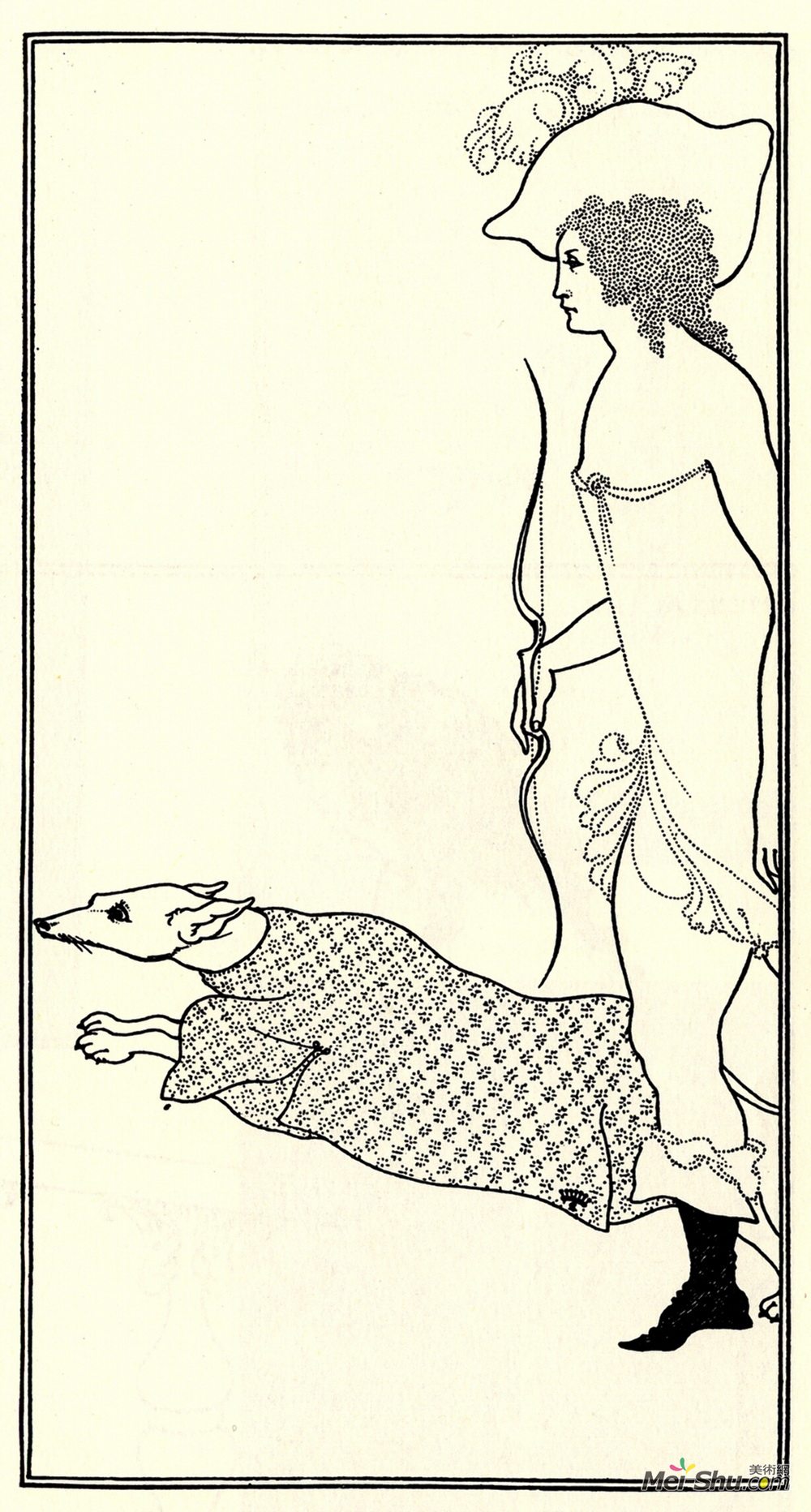 奥博利·比亚兹莱(Aubrey Beardsley)高清作品《Atalanta in Calydon with the Hound》
