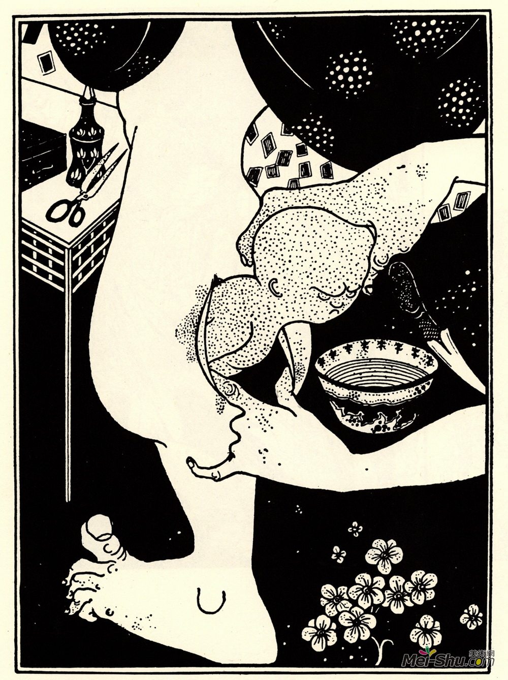 奥博利·比亚兹莱(Aubrey Beardsley)高清作品《小腿的出生》