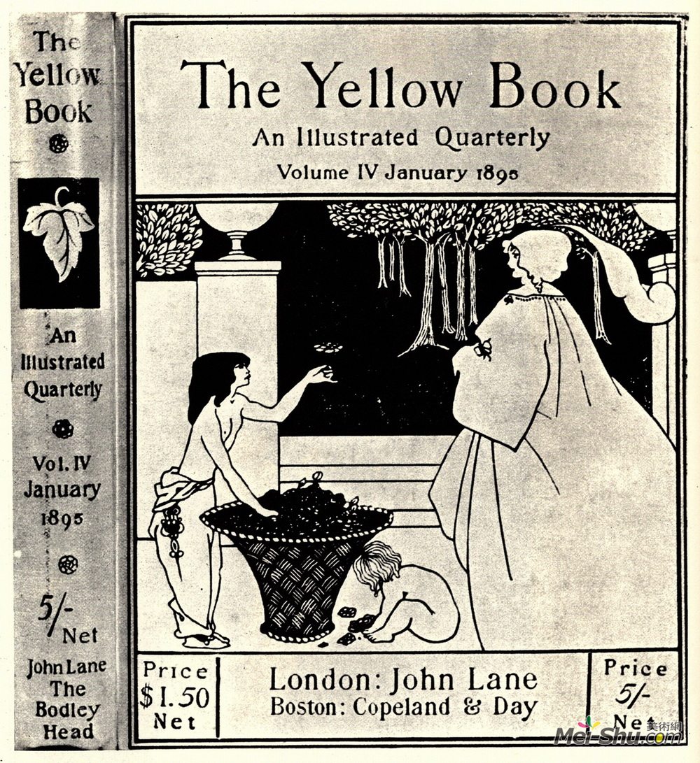 奥博利·比亚兹莱(Aubrey Beardsley)高清作品《Design (unused) for the cover of Volume IV of 'The Y》