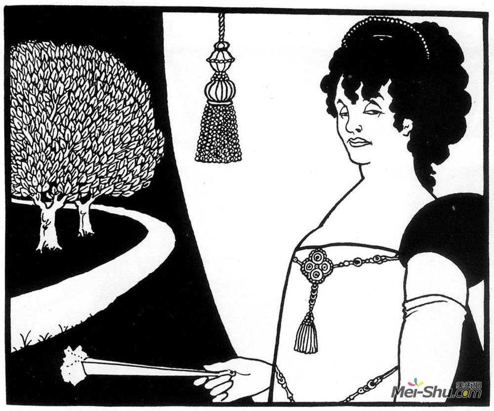 奥博利·比亚兹莱(aubrey beardsley)高清作品《雷根夫人》