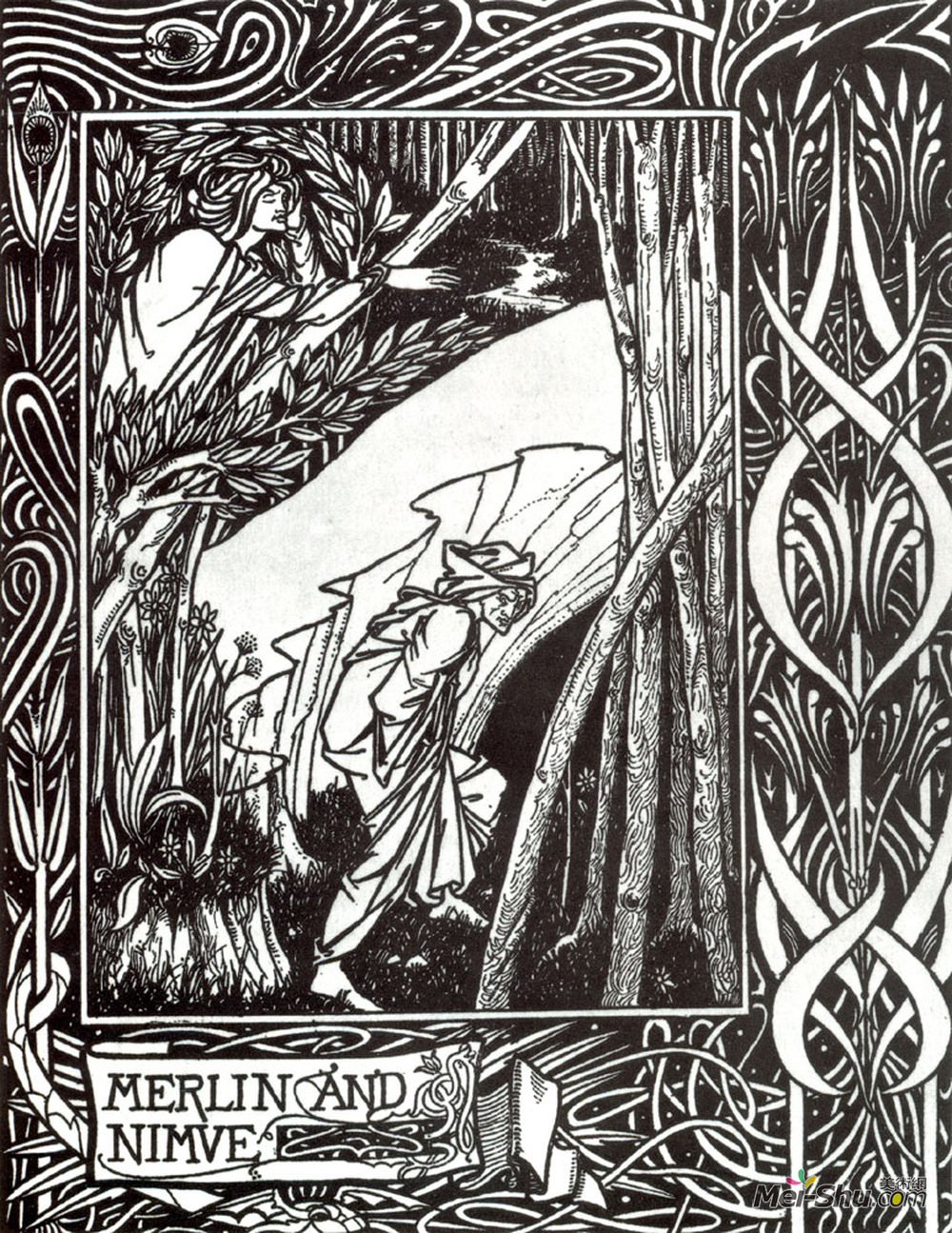 奥博利·比亚兹莱(aubrey beardsley)高清作品:merlin