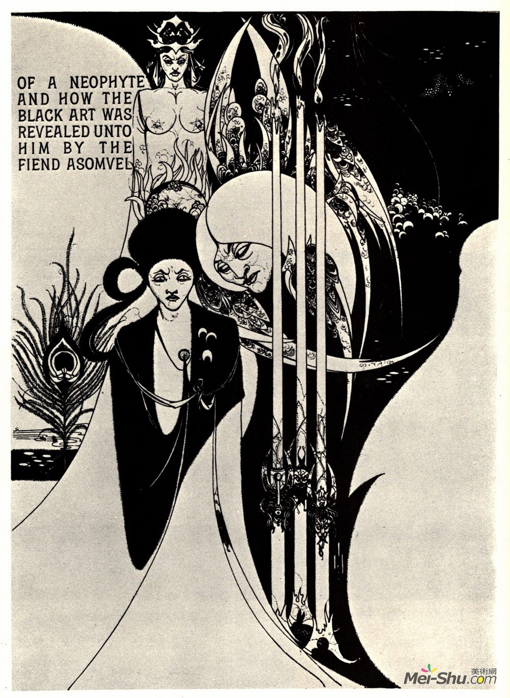 奥博利·比亚兹莱(Aubrey Beardsley)高清作品《一个新手和黑人艺术是如何向他显露出来的》