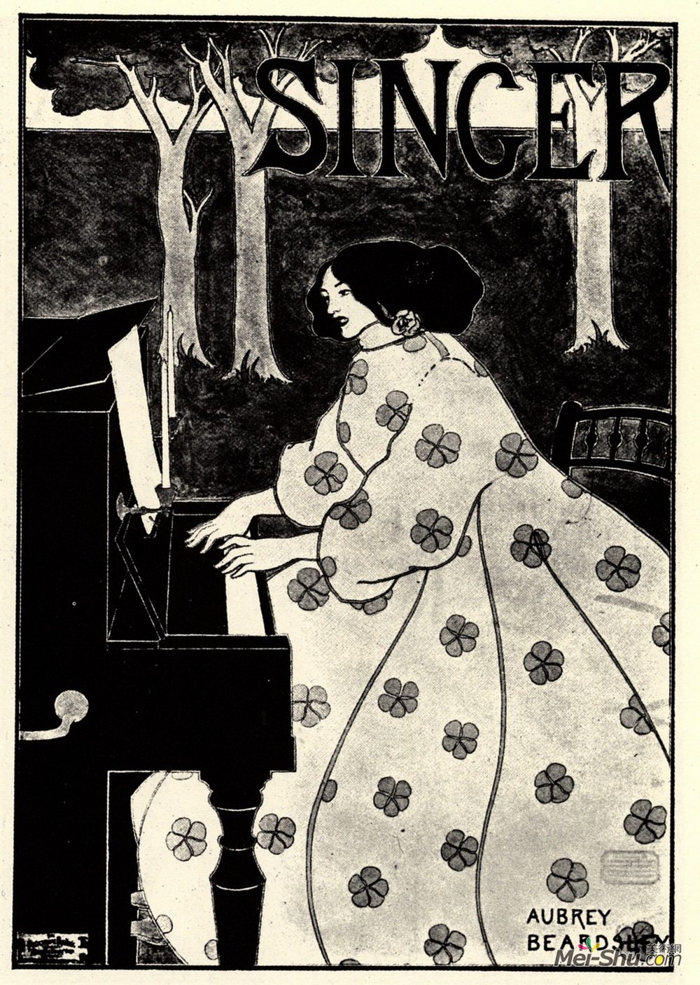奥博利·比亚兹莱(Aubrey Beardsley)高清作品《歌手》