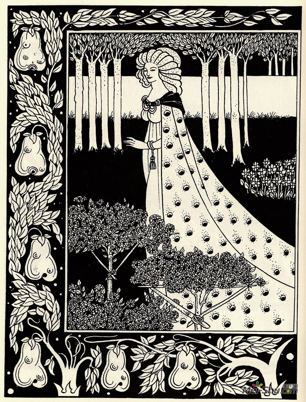 奥博利·比亚兹莱(Aubrey Beardsley)高清作品《The Beale Isoud at Joyous Gard》