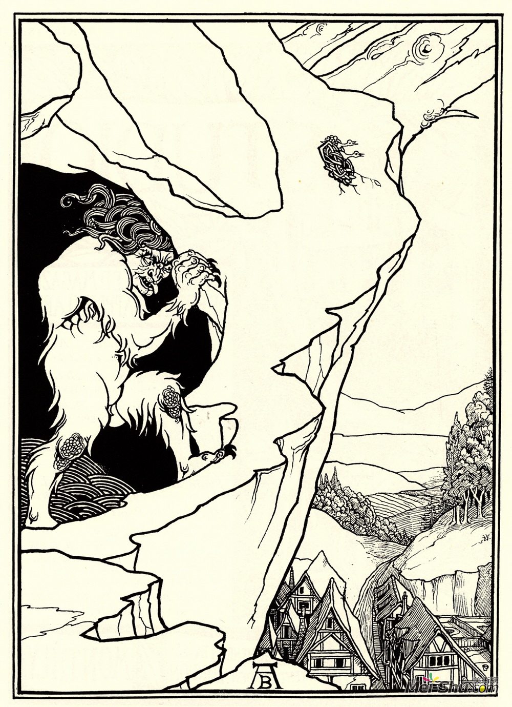 奥博利·比亚兹莱(Aubrey Beardsley)高清作品《滑坡》