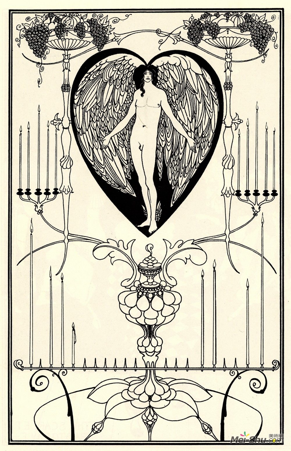 奥博利·比亚兹莱(Aubrey Beardsley)高清作品《爱的镜子》