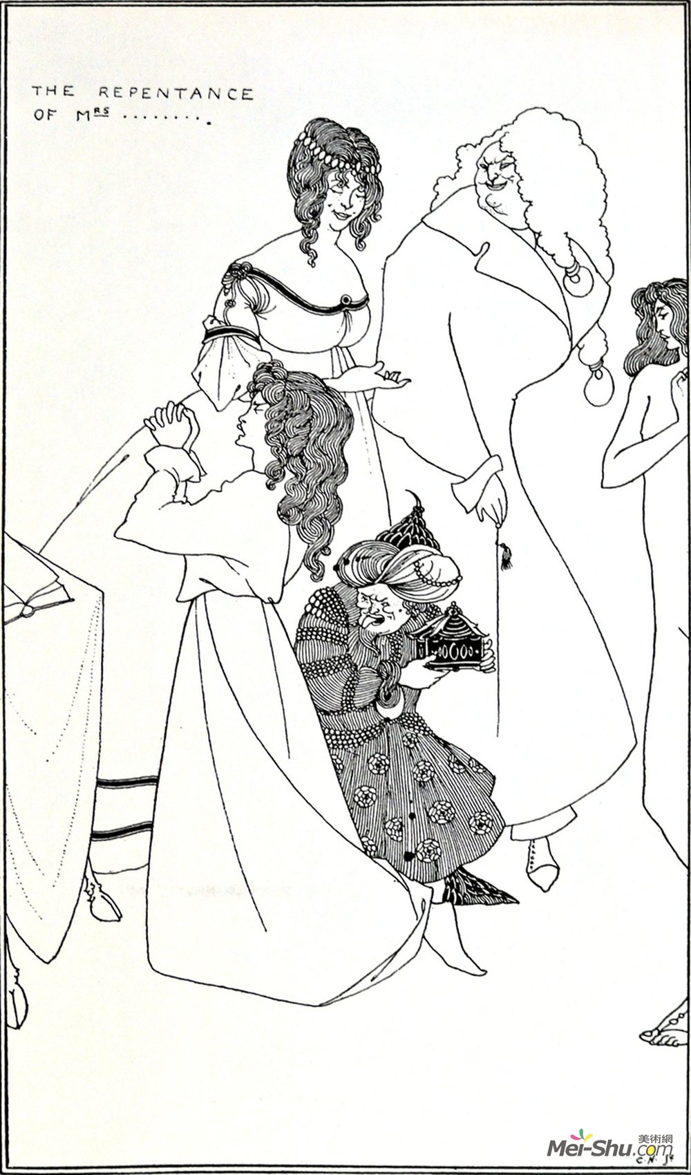 奥博利·比亚兹莱(Aubrey Beardsley)高清作品《太太的忏悔》
