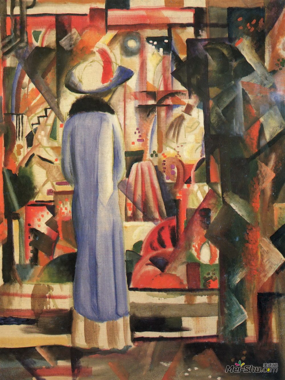 奥古斯特·麦克(August Macke)高清作品《大窗户前的女人》