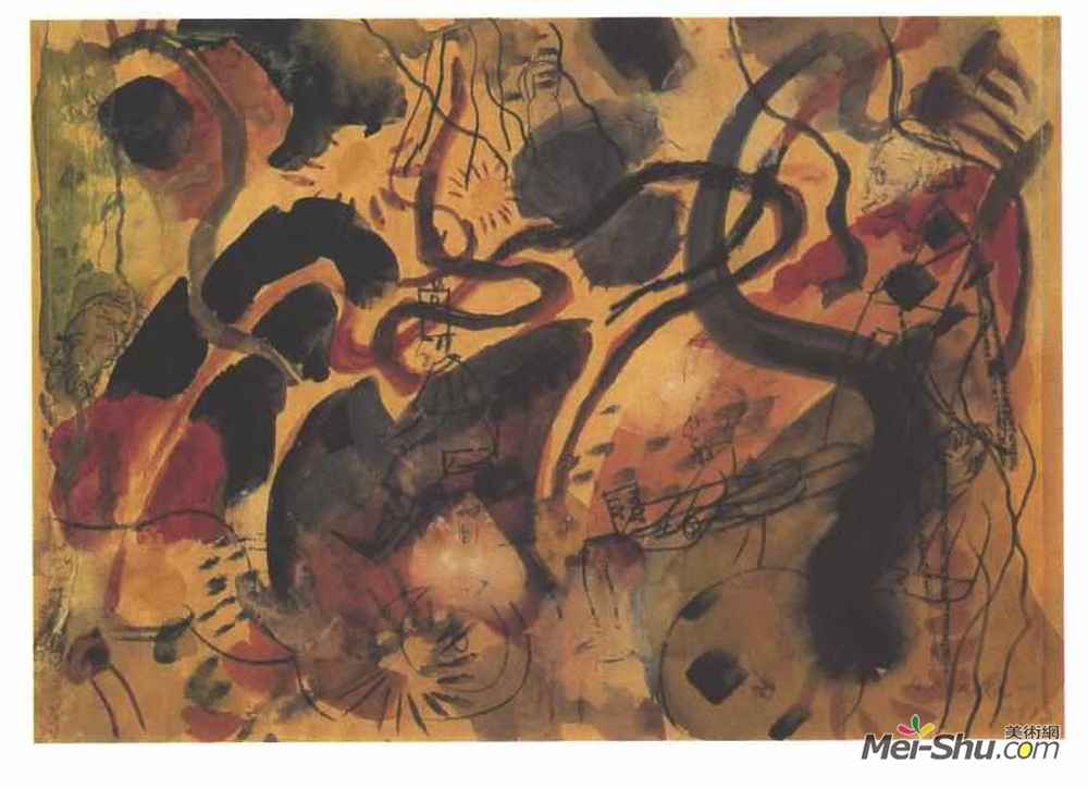 奥古斯特·麦克(August Macke)高清作品《蓝色骑士的讽刺》
