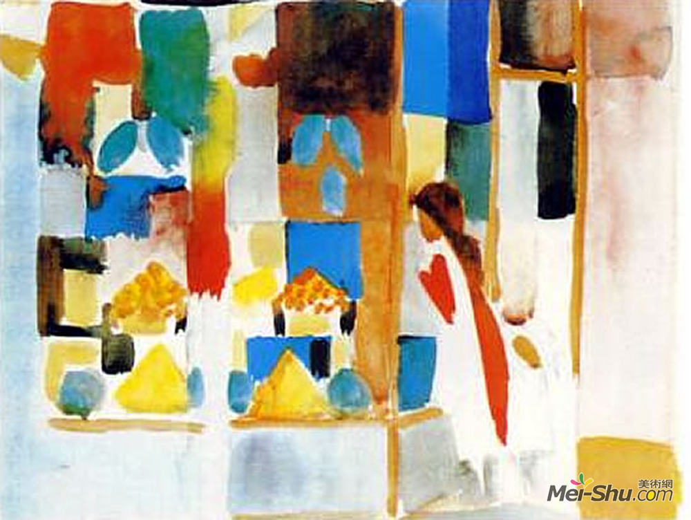 奥古斯特·麦克(August Macke)高清作品《杂货店的孩子们》