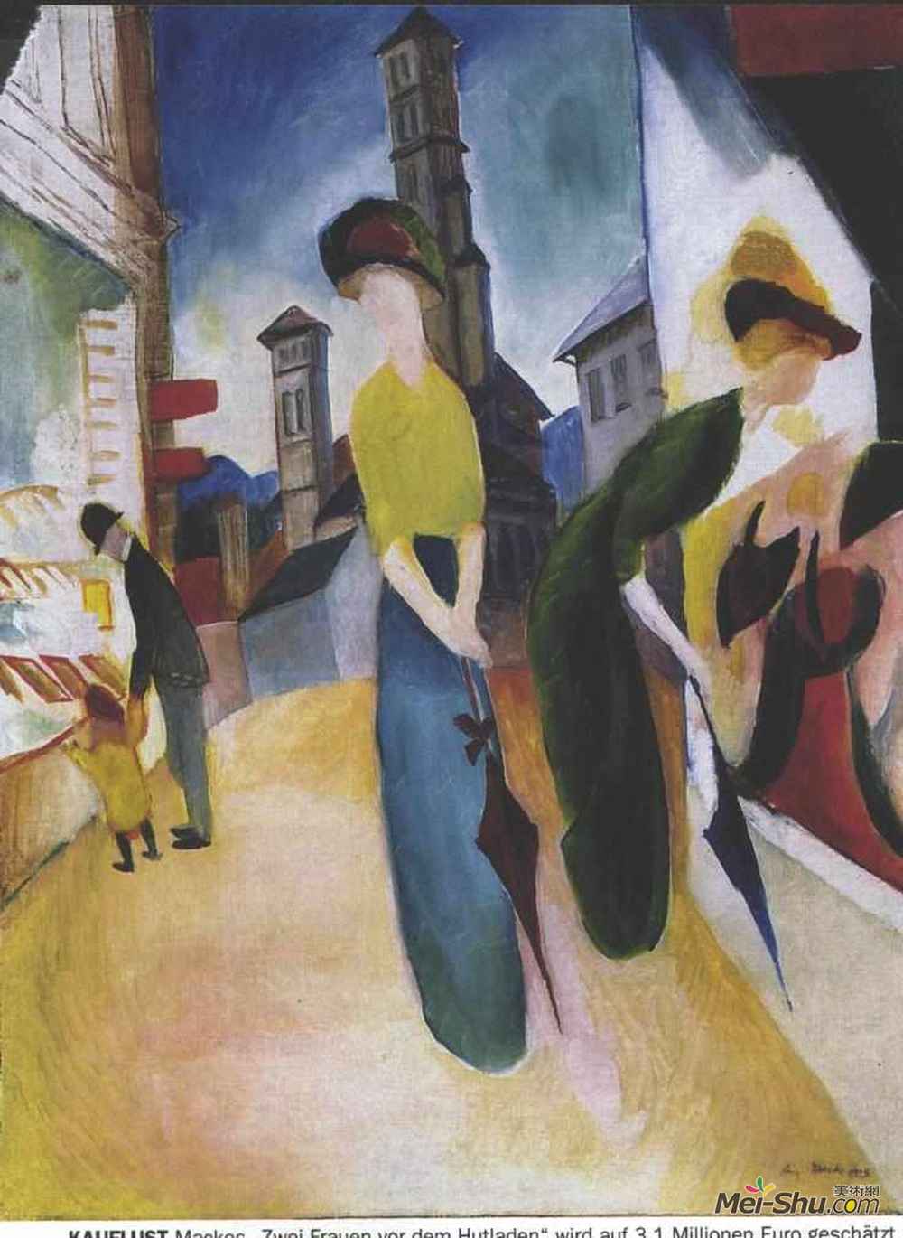 奥古斯特·麦克(August Macke)高清作品《帽子店前的两个女人》