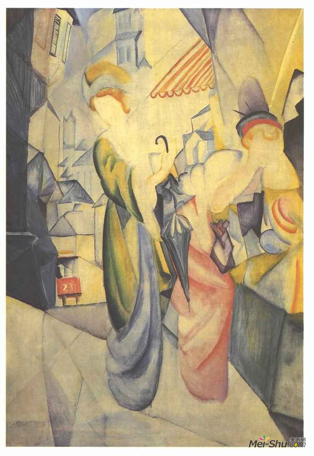 奥古斯特·麦克(August Macke)高清作品《帽子店前的美女》