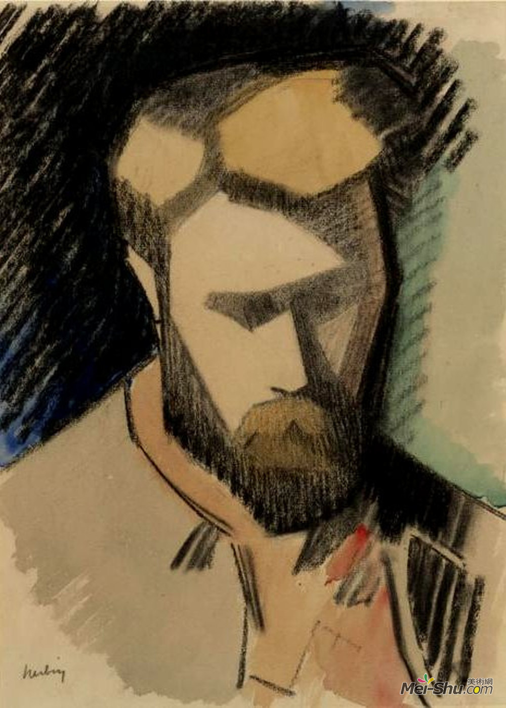 奥古斯特·赫尔宾(Auguste Herbin)高清作品《男人肖像》