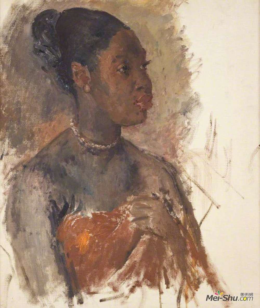 奥古斯都·约翰(Augustus John)高清作品《一个牙买加女人的肖像》