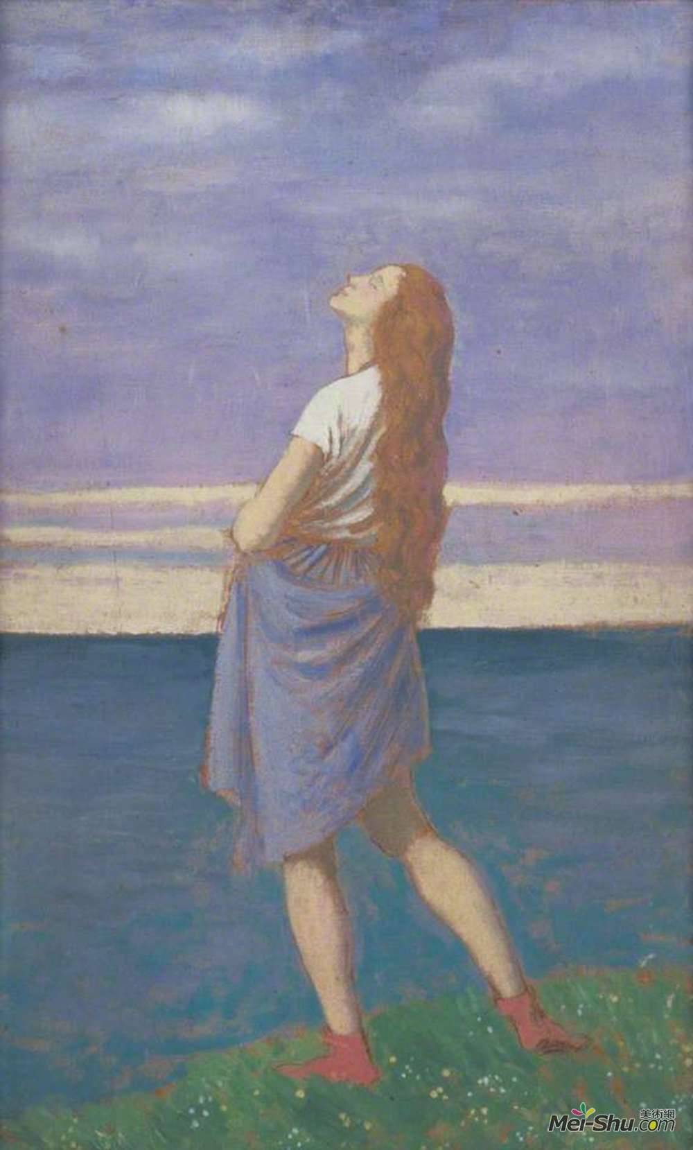 奥古斯都·约翰(Augustus John)高清作品《悬崖上的女孩》