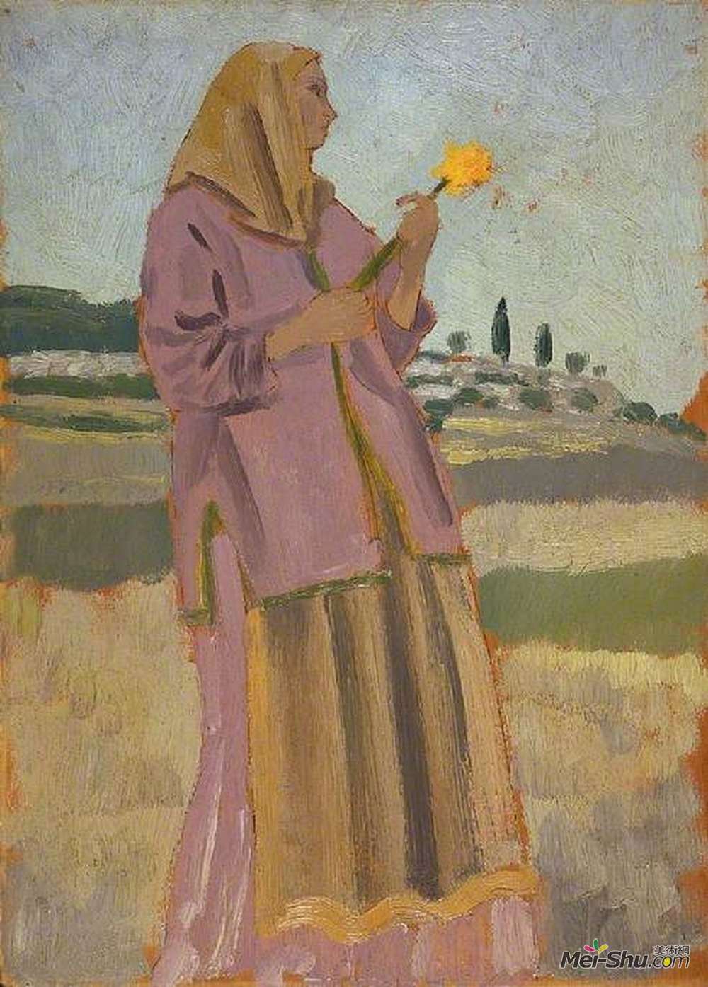 奥古斯都·约翰(Augustus John)高清作品《水仙花的女人》