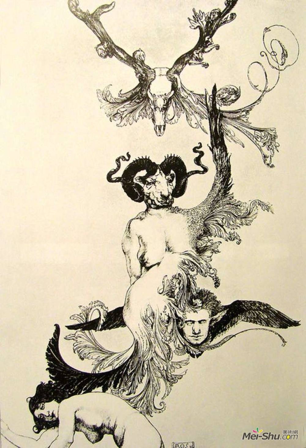 奥斯汀·奥斯曼·斯帕(Austin Osman Spare)高清作品《自我从狂喜到狂喜的提升》