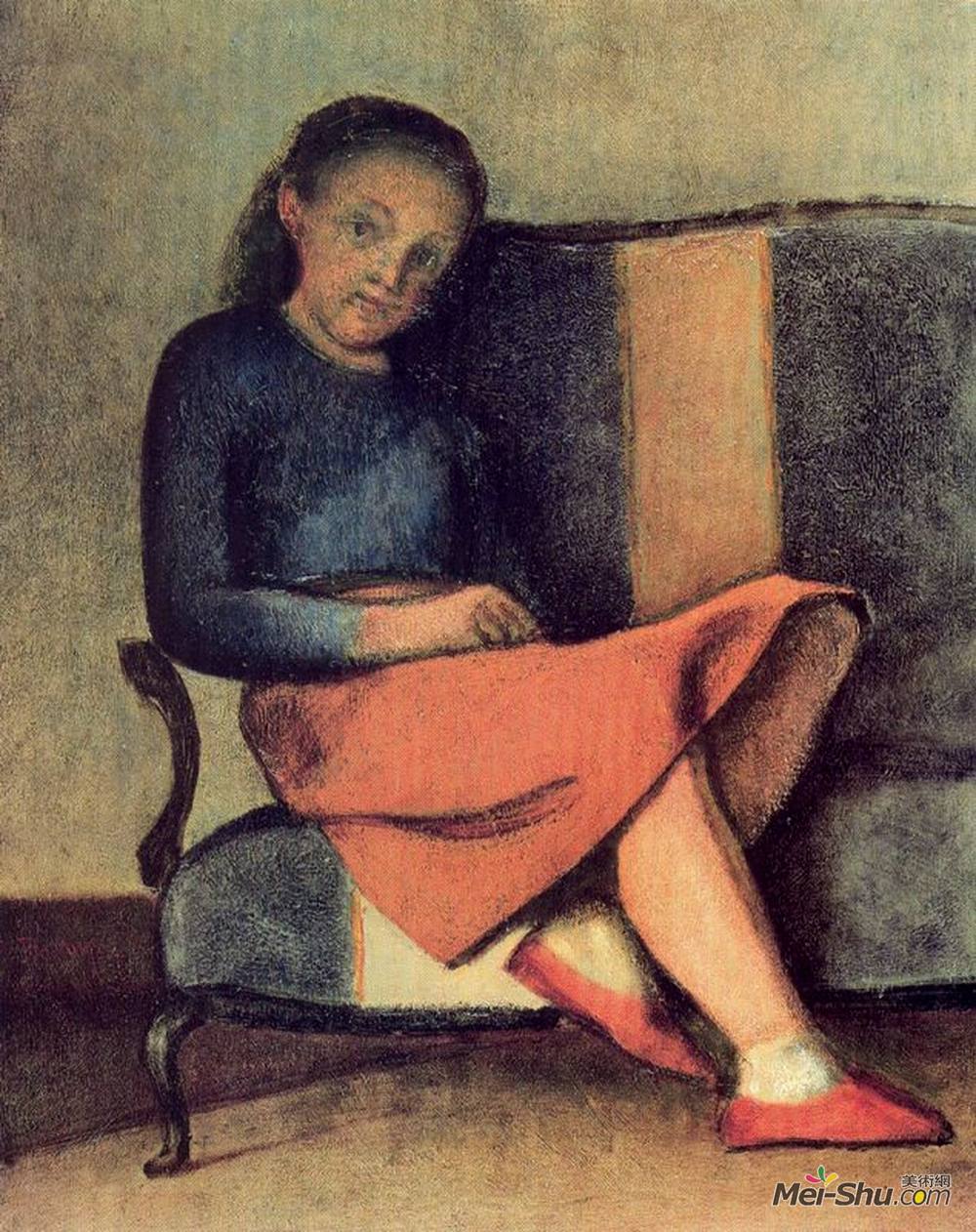 巴尔蒂斯(Balthus)高清作品《科莱特坐着》