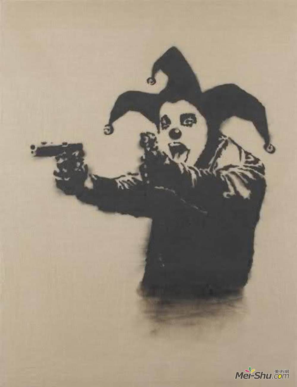 《疯狂小丑》班克斯(banksy)高清作品欣赏_世界名画_美术网 mei-shu.