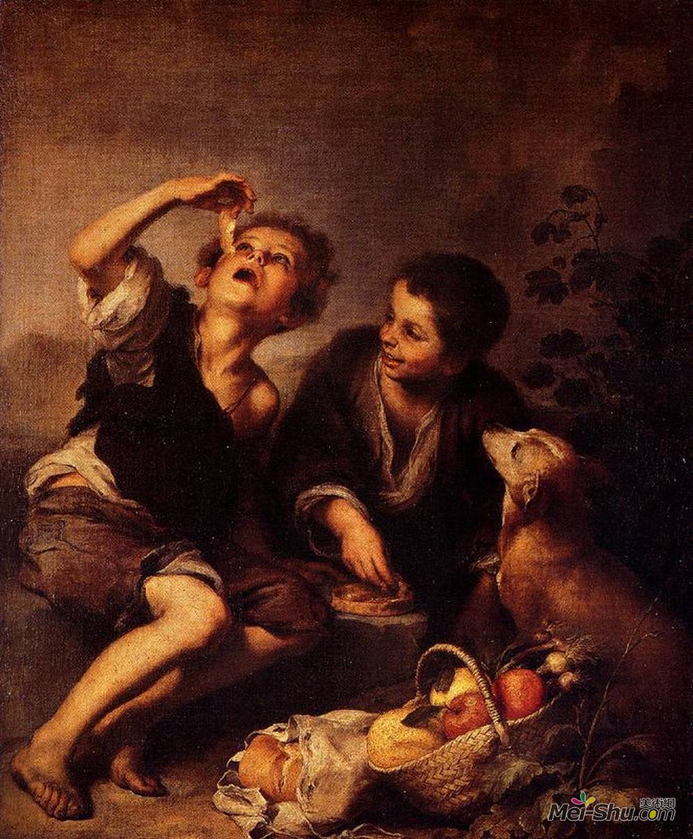巴托洛梅·埃斯特万·穆立罗(Bartolome Esteban Murillo)高清作品《孩子们在吃馅饼》