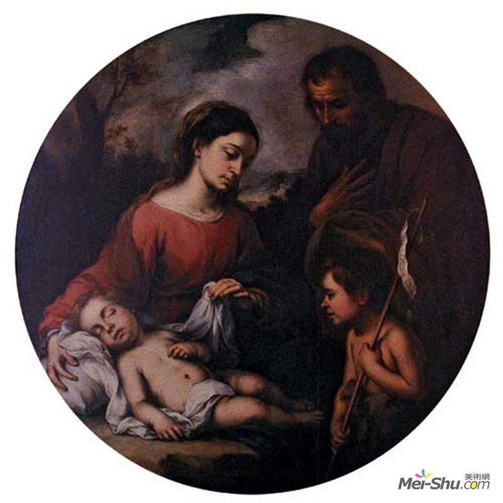 巴托洛梅·埃斯特万·穆立罗(Bartolome Esteban Murillo)高清作品《神圣家庭与婴儿圣约翰》