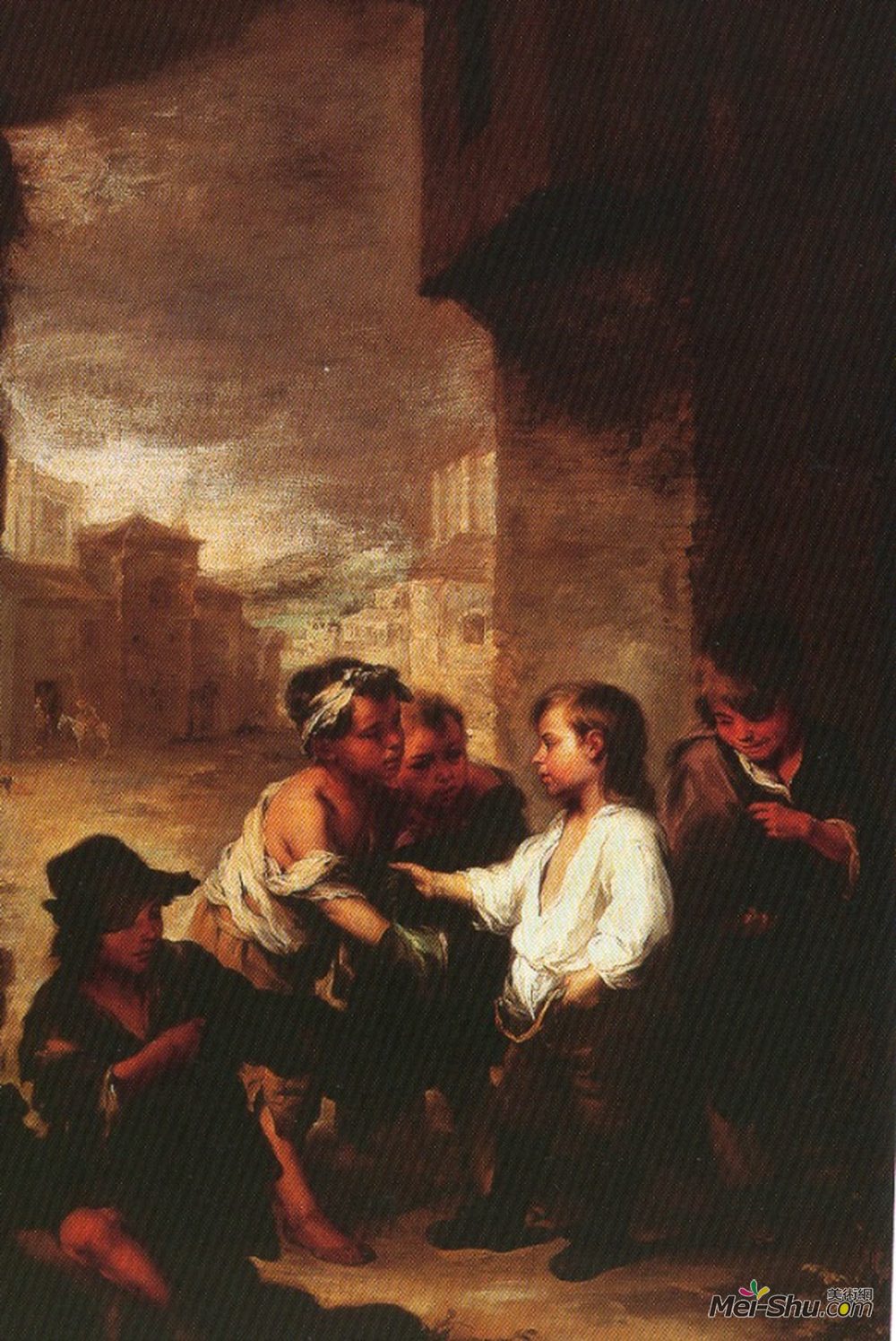 巴托洛梅·埃斯特万·穆立罗(Bartolome Esteban Murillo)高清作品《维拉纽瓦的圣托马斯把他的衣服分给乞丐》