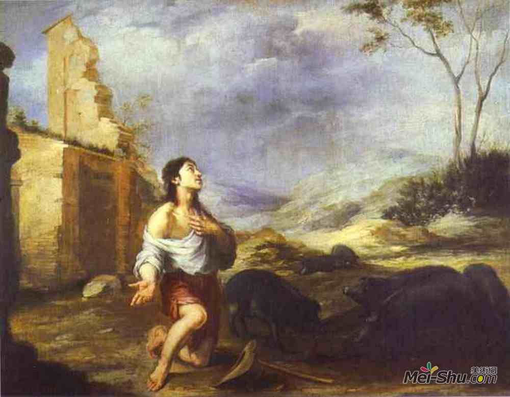 巴托洛梅·埃斯特万·穆立罗(Bartolome Esteban Murillo)高清作品《浪子喂猪》