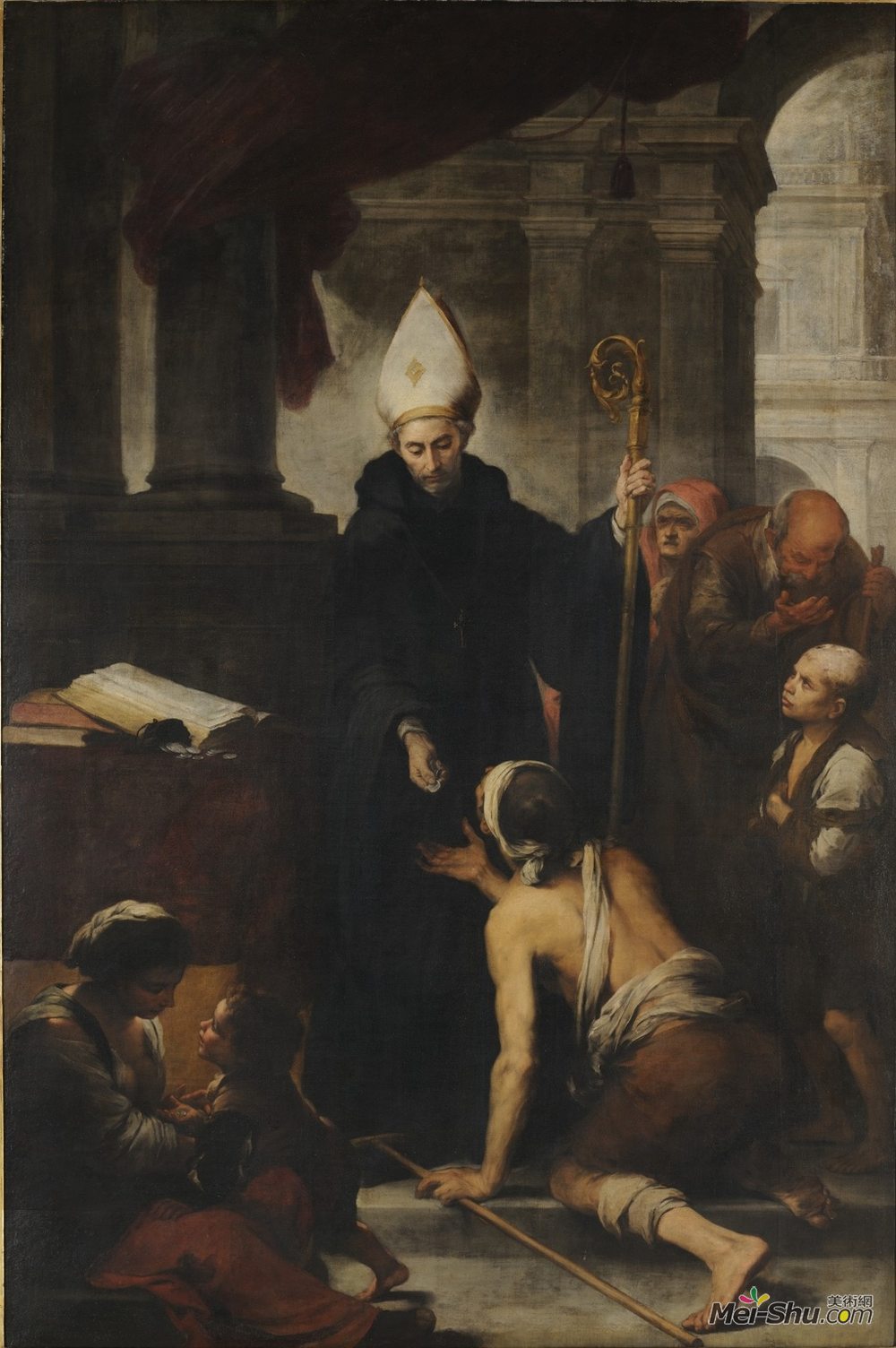 巴托洛梅·埃斯特万·穆立罗(Bartolome Esteban Murillo)高清作品《维拉诺瓦的托马斯向施暴者施舍》
