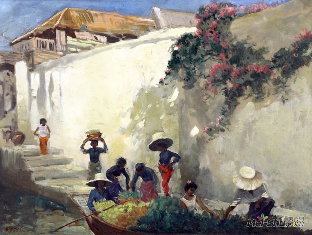 巴苏基阿卜杜拉(Basuki Abdullah)高清作品《甘榜风光》