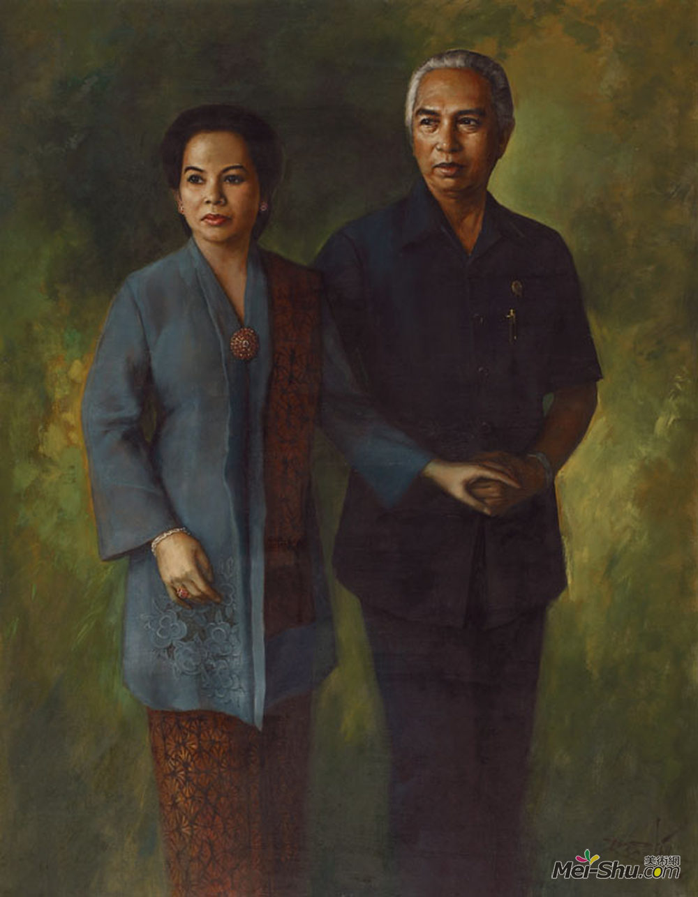 巴苏基阿卜杜拉(Basuki Abdullah)高清作品《亚当马利克先生和妻子》