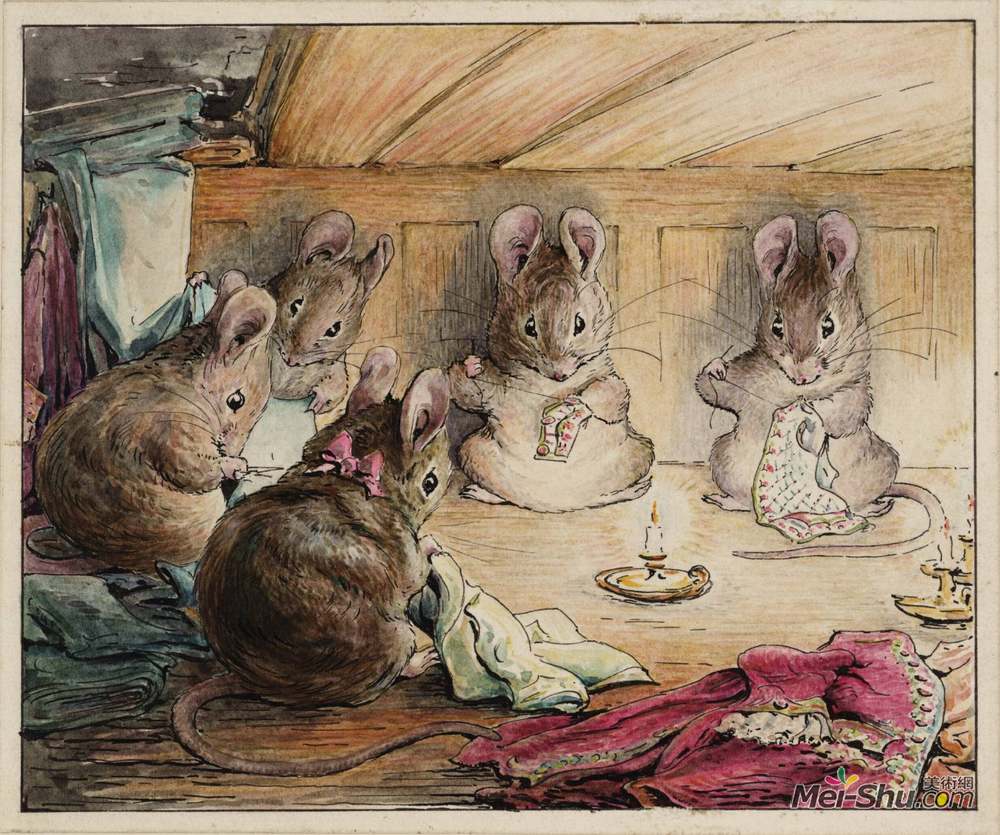 碧雅翠丝·波特(Beatrix Potter)高清作品《缝制市长外套的老鼠》