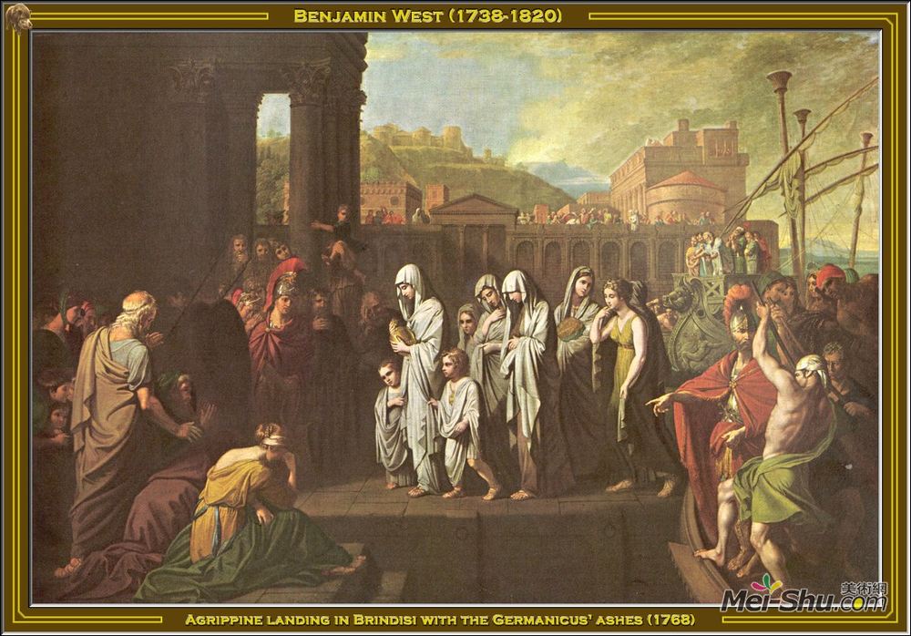 本杰明·韦斯特(Benjamin West)高清作品《阿格里彭用德国灰烬登陆布鲁尼西亚》