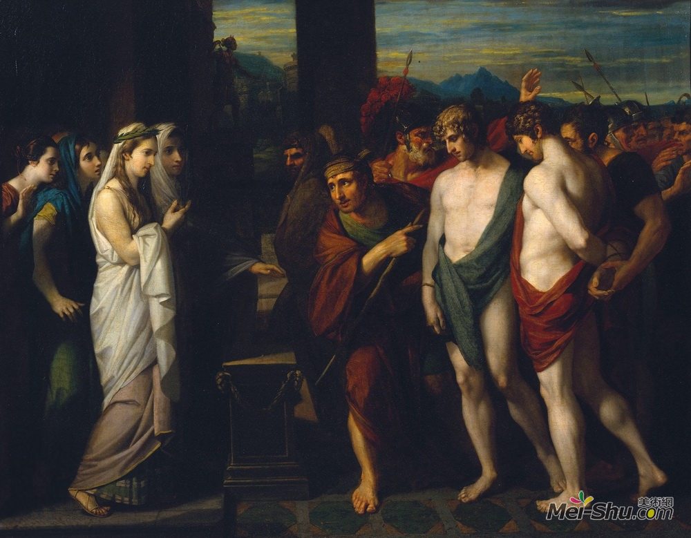 本杰明·韦斯特(Benjamin West)高清作品《Pylades and Orestes Brought as Victims before Iphigenia》