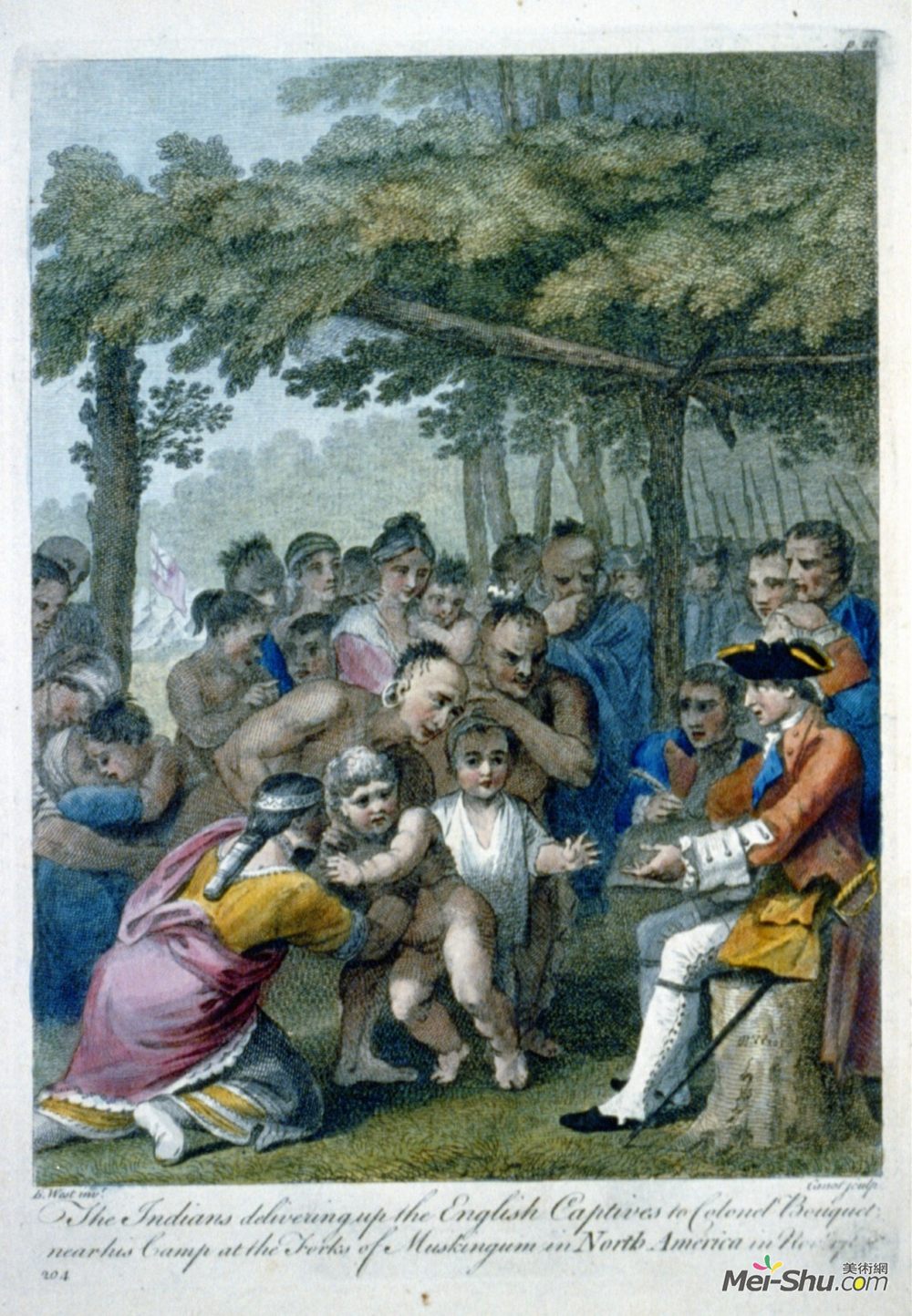 本杰明·韦斯特(Benjamin West)高清作品《印地安人把英国俘虏送上校》